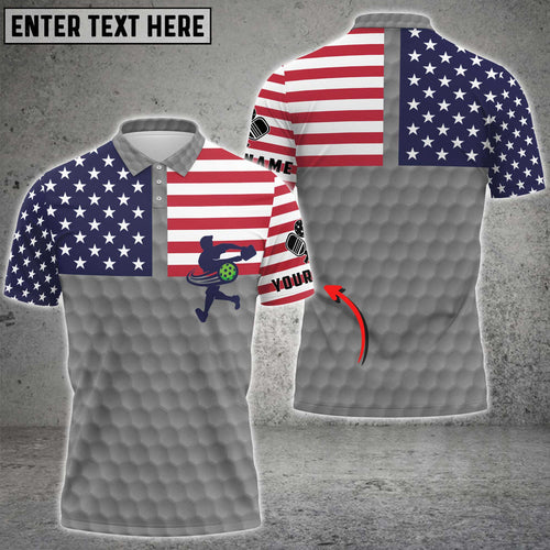 Frenzidea Pickleball 3D American Flag Gray Personalized Unisex Shirt