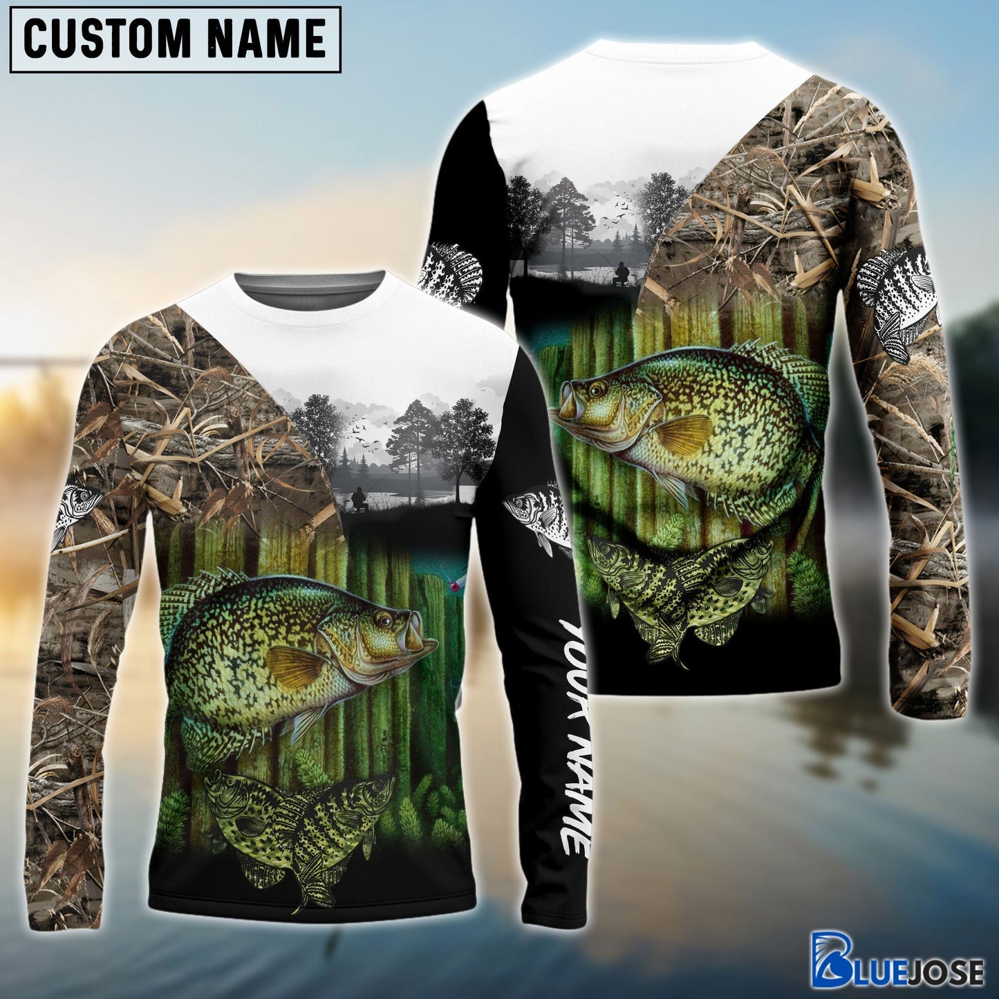 frenzidea Crappie Fishing Camo Freshwater Fish Customize Name 3D Hoodie