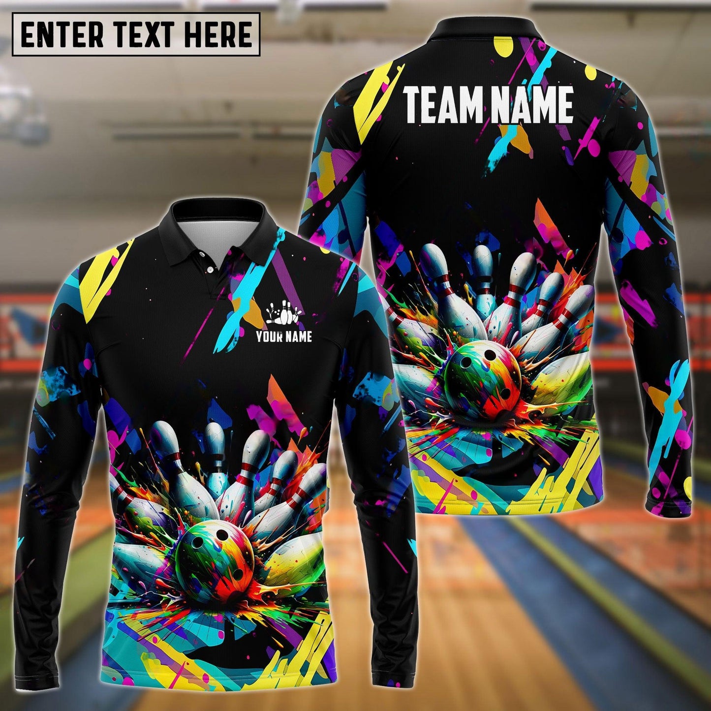 Frenzidea Bowling Graffiti Splash Paint Customized Name, Team Name 3D Shirt