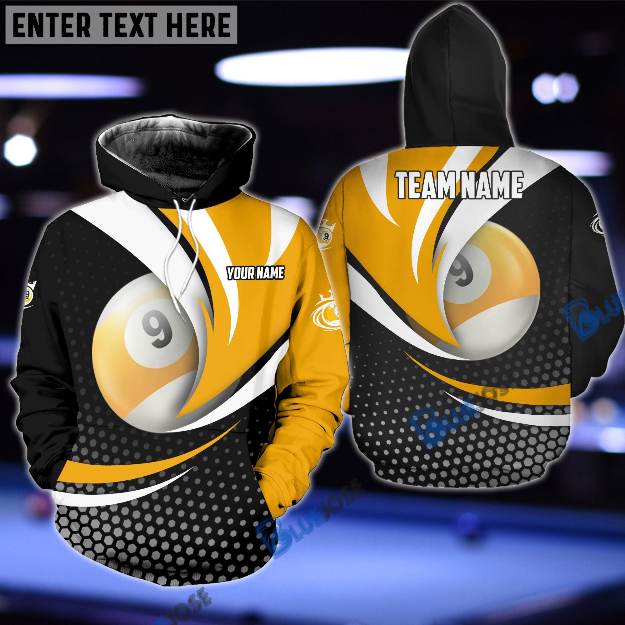 Frenzidea Personalized Name, Team Name Billiard Ball 9 Player 3D Shirt