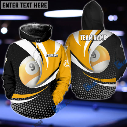 Frenzidea Personalized Name, Team Name Billiard Ball 9 Player 3D Shirt