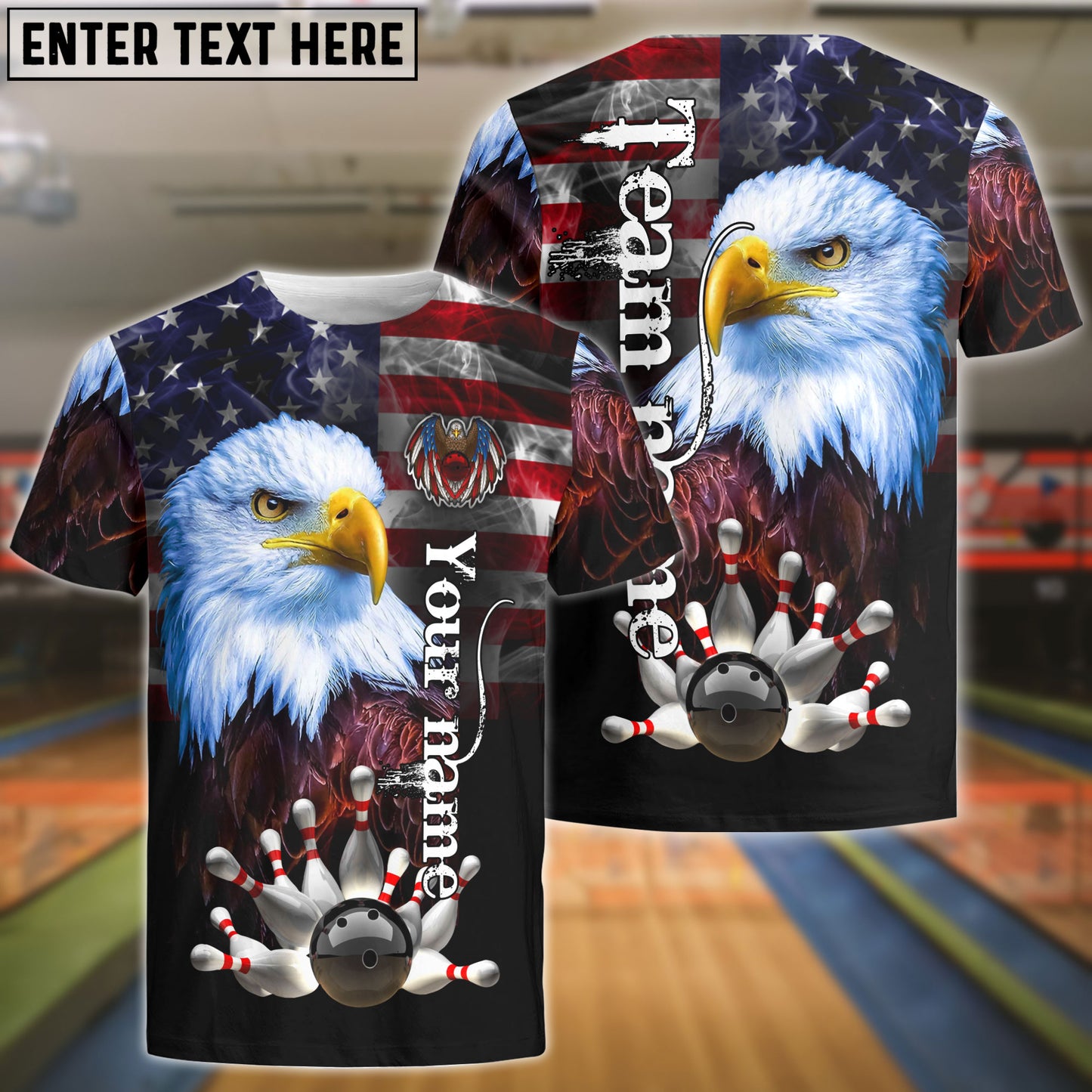 Frenzidea Bowling American Eagle Customized Name, Team Name 3D Shirt