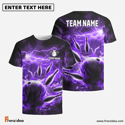 Frenzidea Personalized Name and Team Name Thunder Color Bowling Player Multicolor 3D Shirt