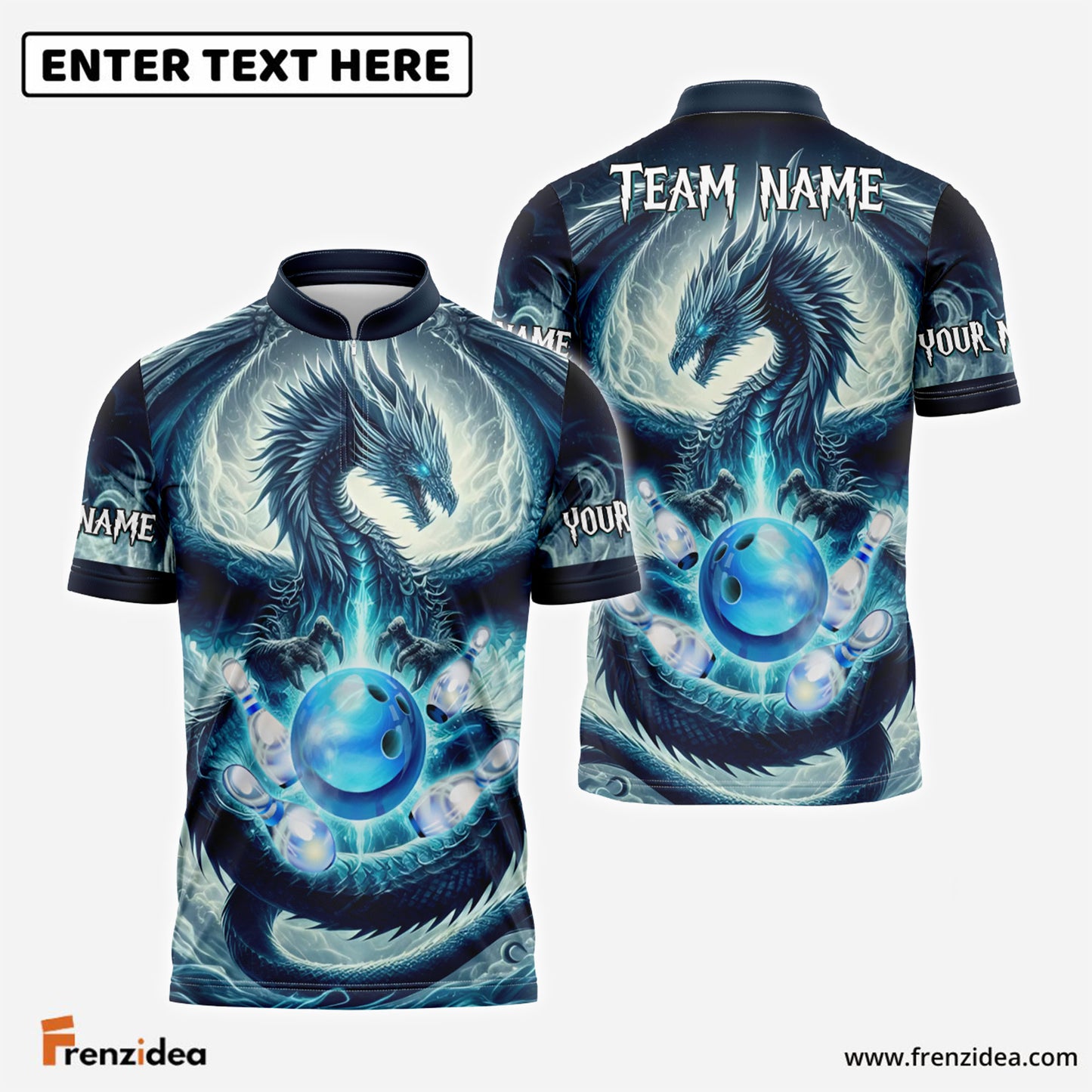 Frenzidea The Dragon and Bowling Pins Personalized Name, Team Name 3D Shirt
