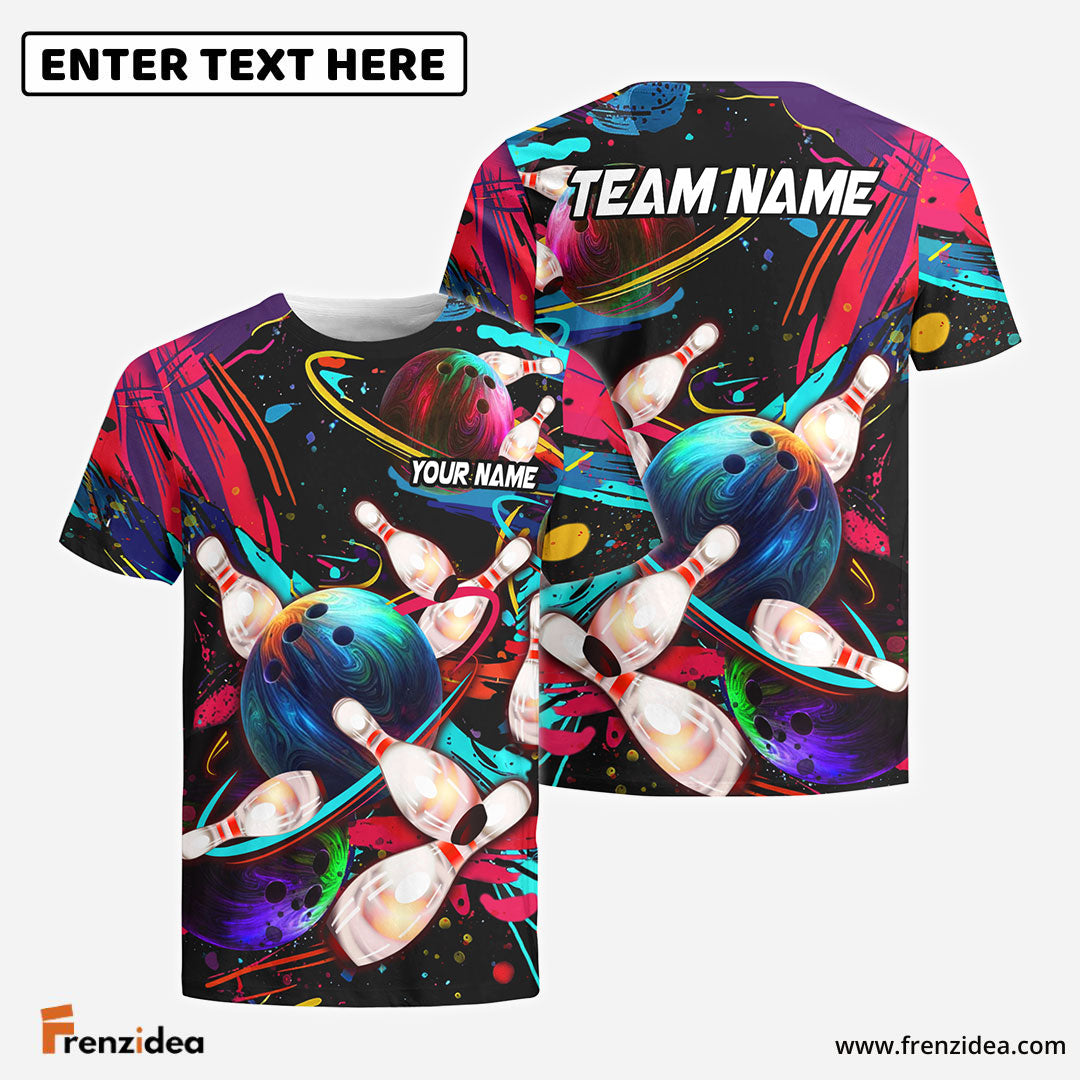 Frenzidea Bowling Galaxy Customized Name, Team Name 3D Shirt