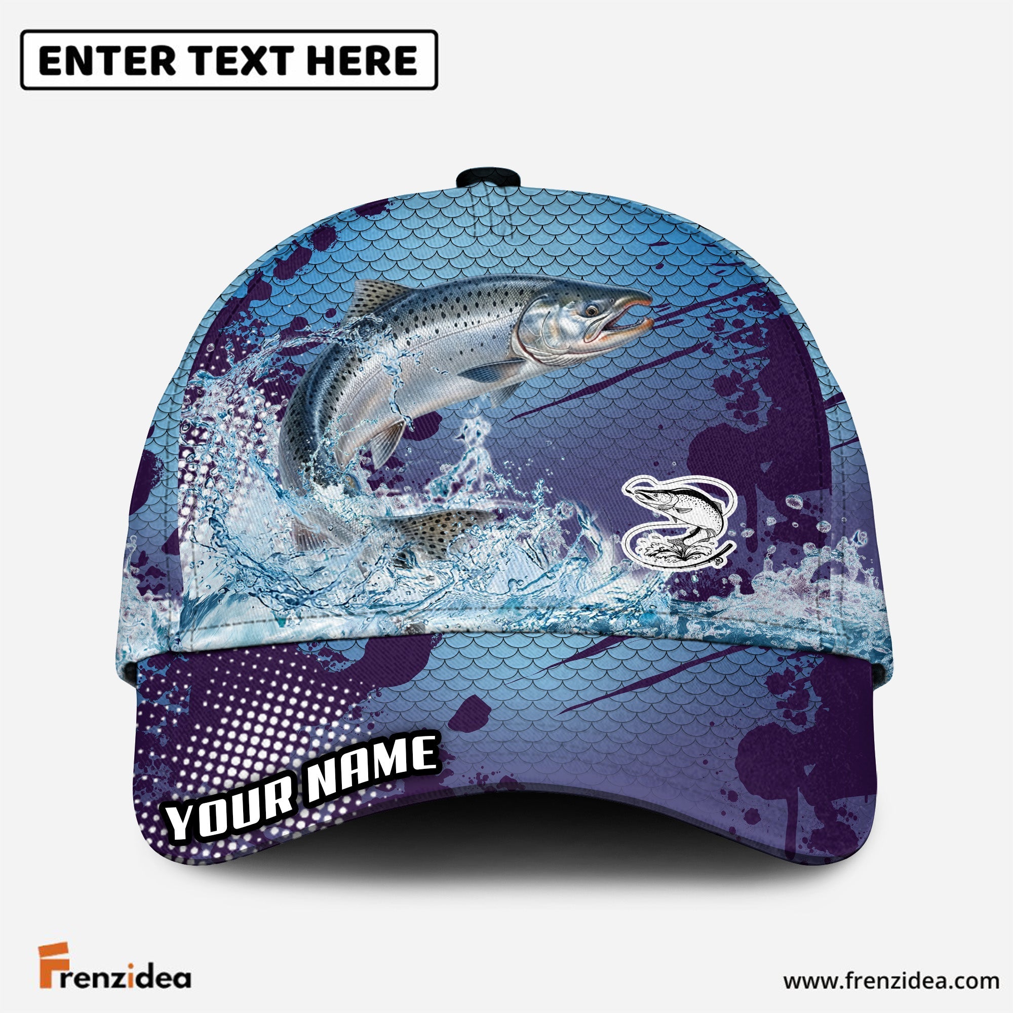(12 Breeds) Frenzidea Fishing Blue Wave Customized Name 3D Cap