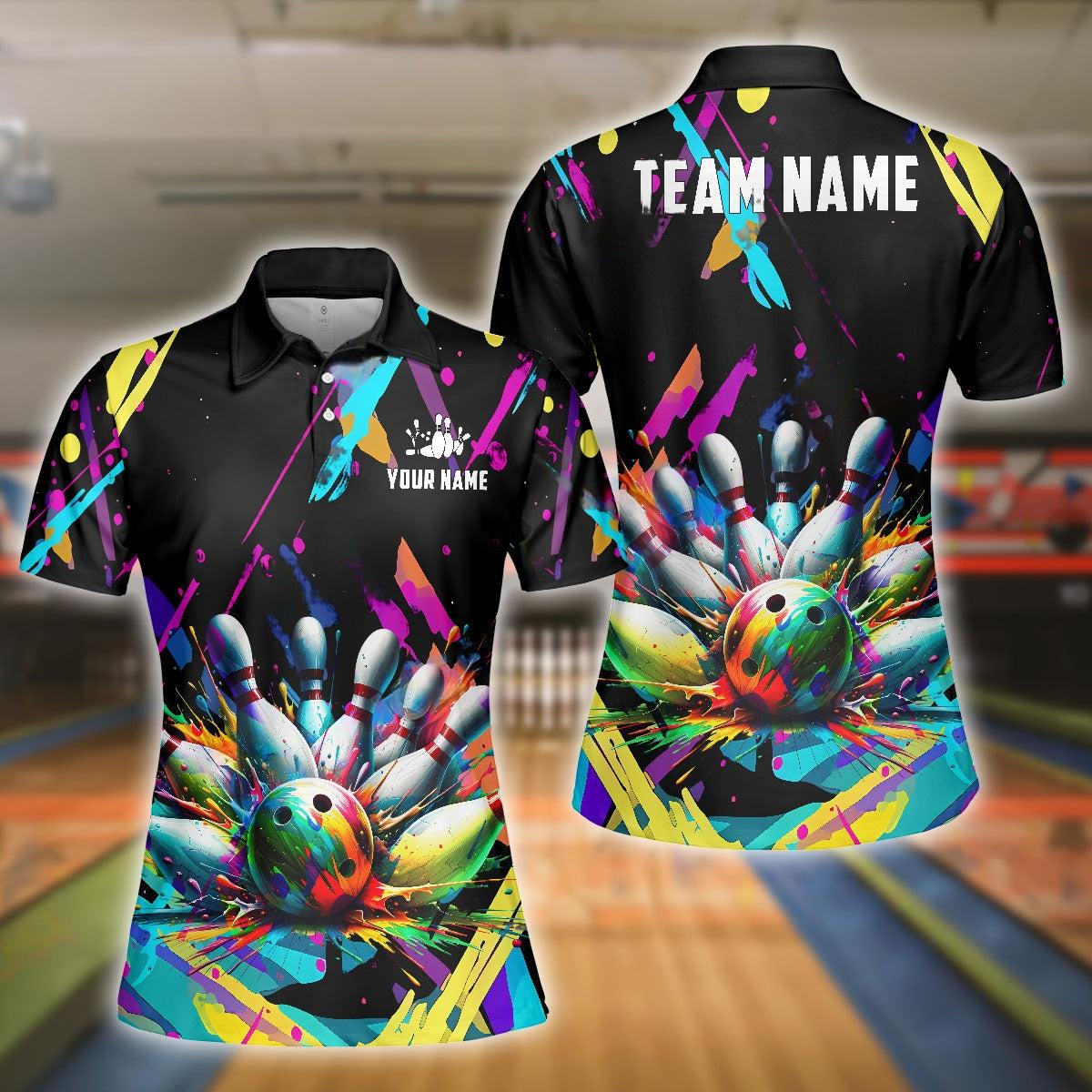 Frenzidea Bowling Graffiti Splash Paint Customized Name, Team Name 3D Shirt