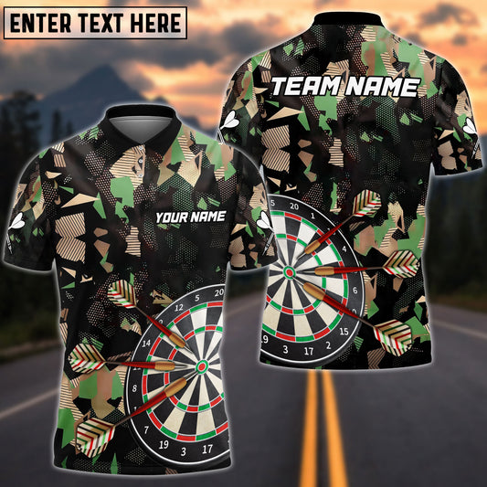 Frenzidea Darts Fire Jungle Camo Personalized Name, Team Name 3D Shirt