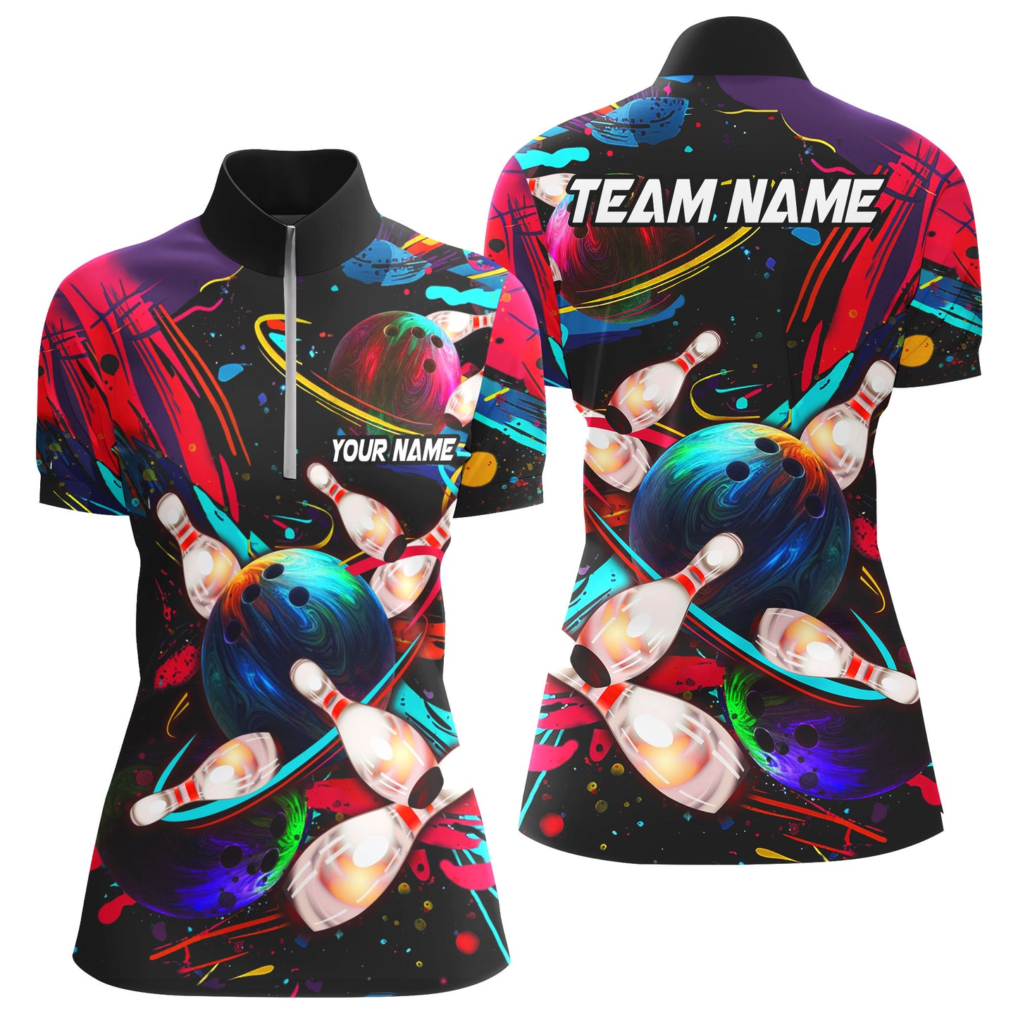 Frenzidea Bowling Galaxy Customized Name, Team Name 3D Shirt