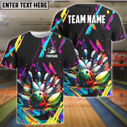 Frenzidea Bowling Graffiti Splash Paint Customized Name, Team Name 3D Shirt