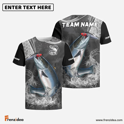 Frenzidea Salmon Fishing Gray Camo Sport Custom Name & Team Name 3D Shirts