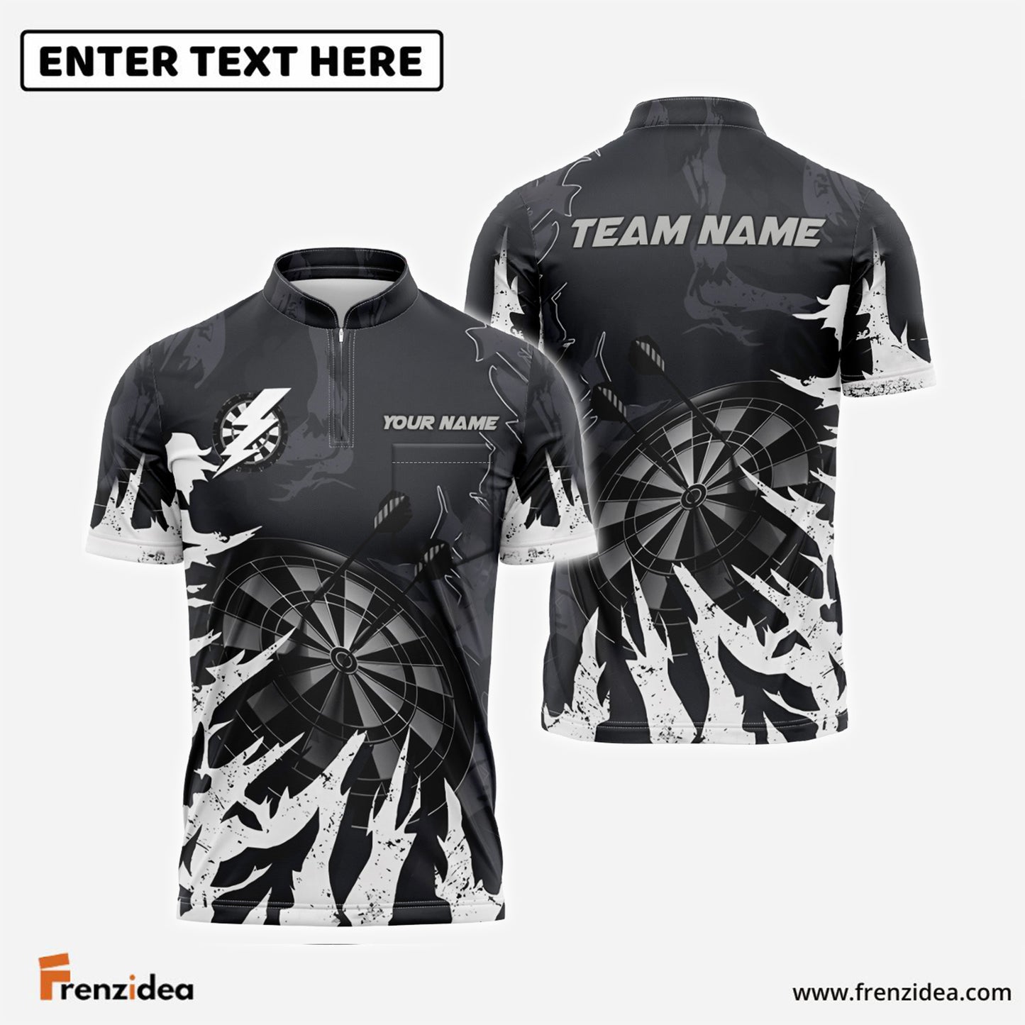 Frenzidea Darts Board Lightning Graffiti Personalized Name, Team Name 3D Shirt (6 Colors)