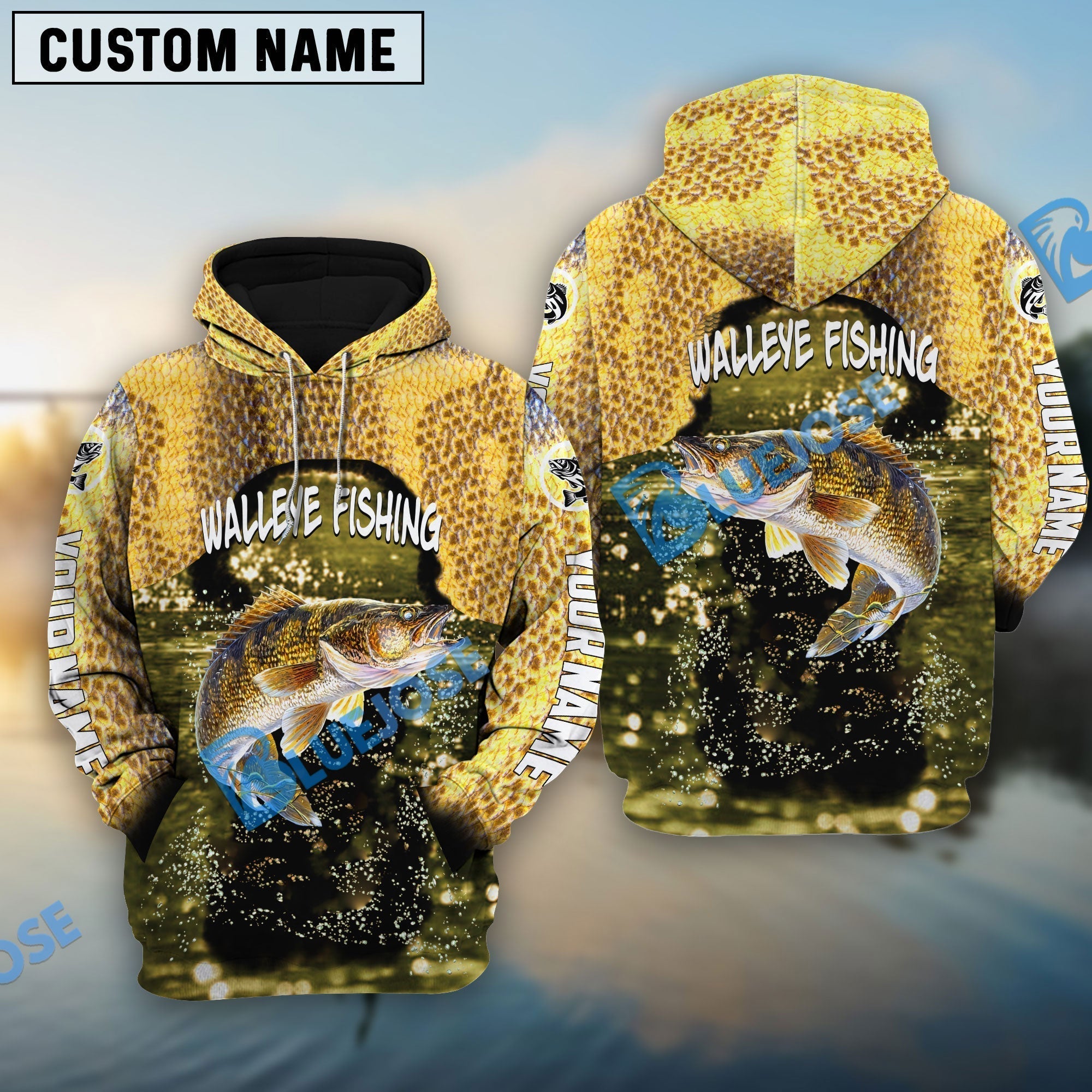 Frenzidea Walleye Fishing Skin Custom Long Sleeve Performance Fishing Long Sleeves