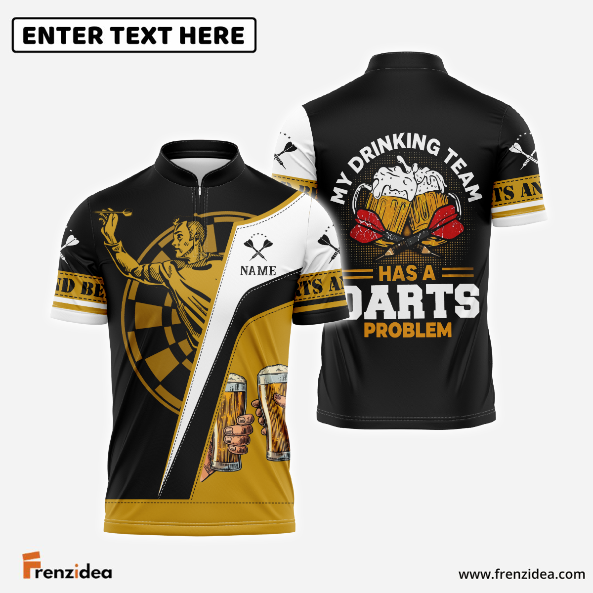 Frenzidea Drinkers Play Darts Personalized Name, Team Name 3D Shirt