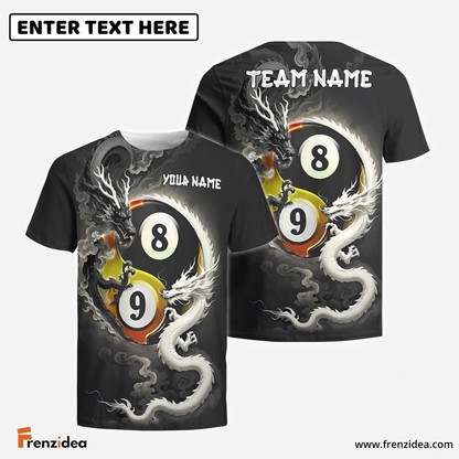 Frenzidea Billiards 8,9 Ball Black And White Dragon Couple Personalized Shirt (3 Options)