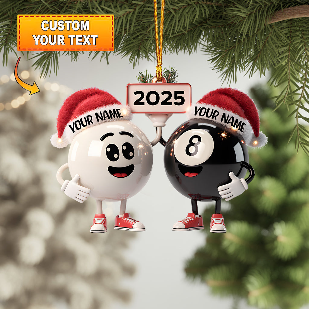Frenzidea Couple Pool Balls Christmas Ornament 2025