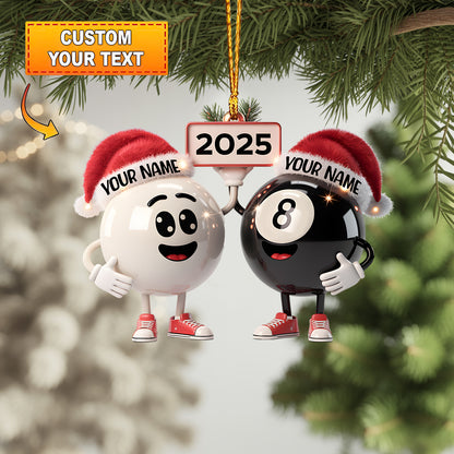Frenzidea Couple Pool Balls Christmas Ornament 2025