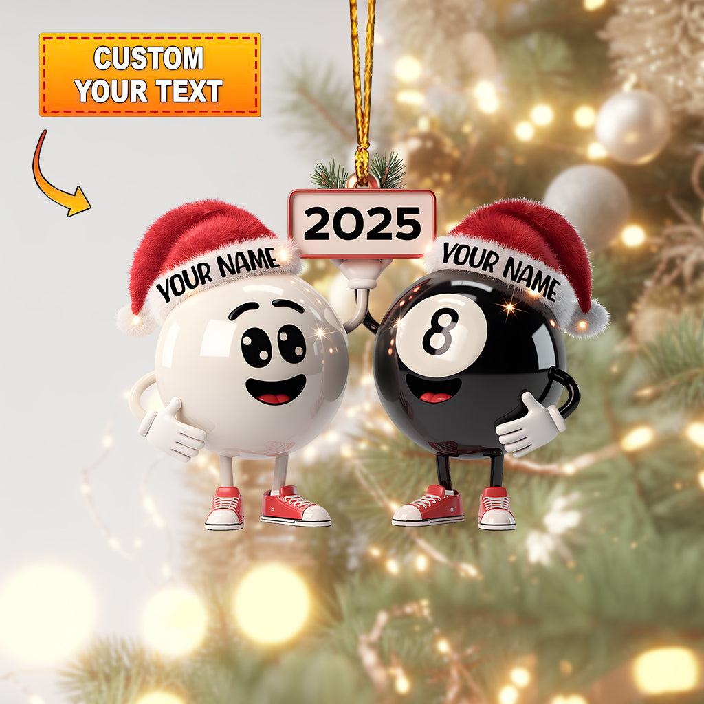 Frenzidea Couple Pool Balls Christmas Ornament 2025