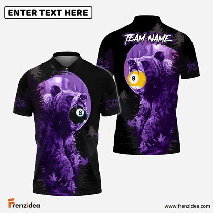 Frenzidea Billiards Ball 8 & Ball 9 Bear Forest Personalized Name, Team Name Unisex Shirt (4 Colors)