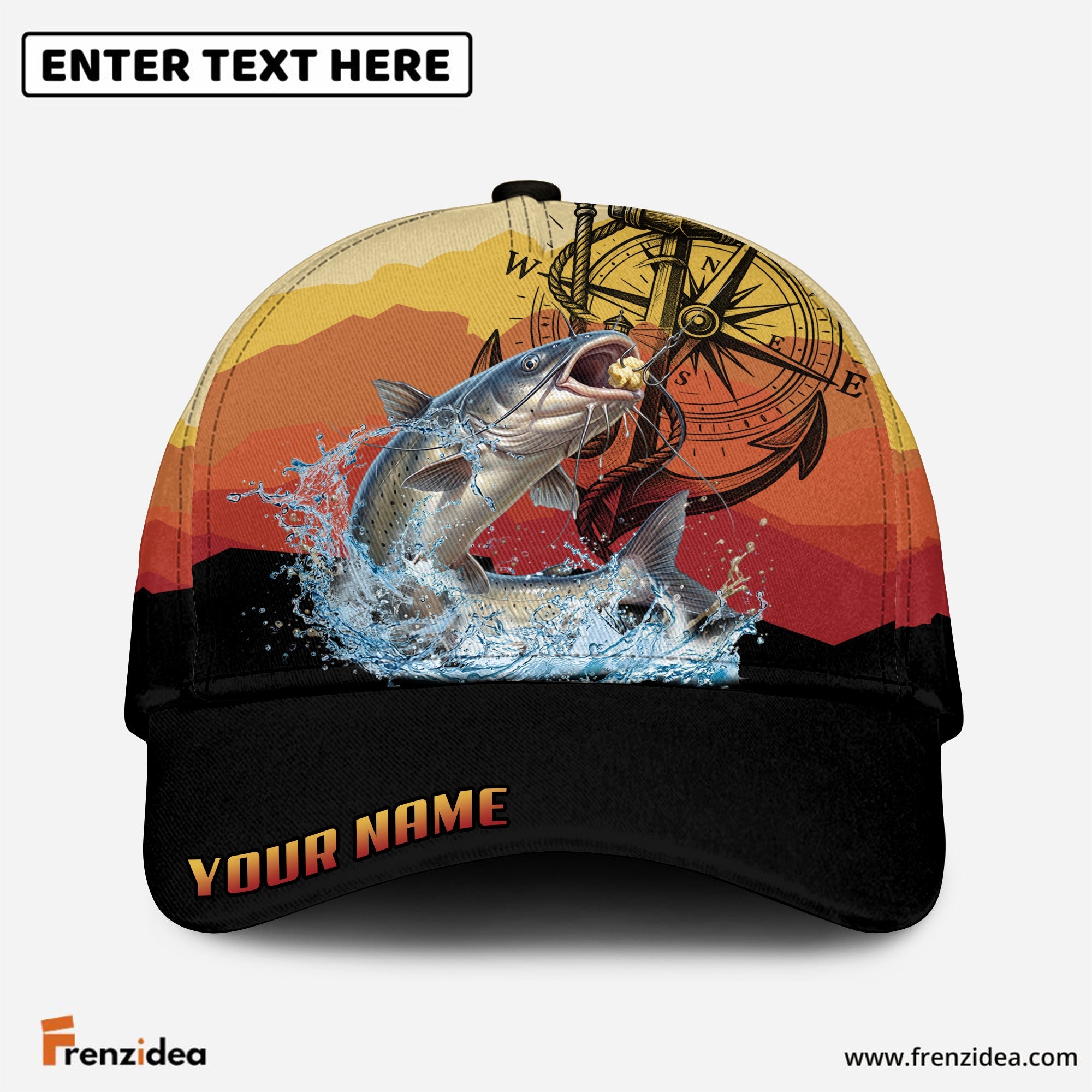 (12 Breeds) Frenzidea Fishing Mountain Lake Legend Customized Name 3D Cap