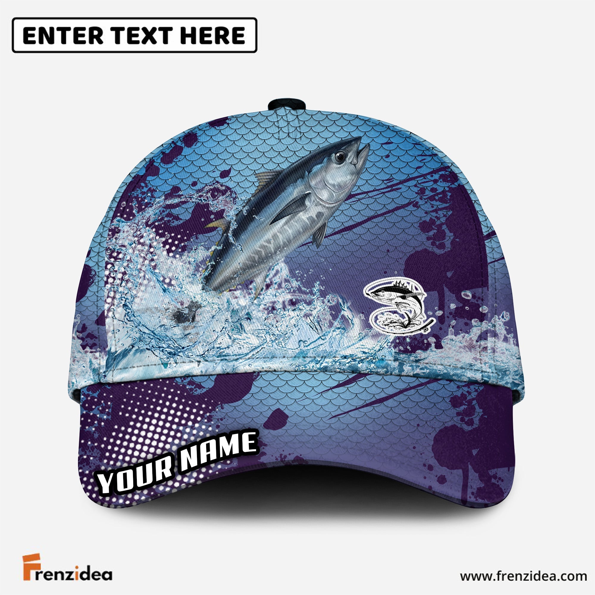 (12 Breeds) Frenzidea Fishing Blue Wave Customized Name 3D Cap