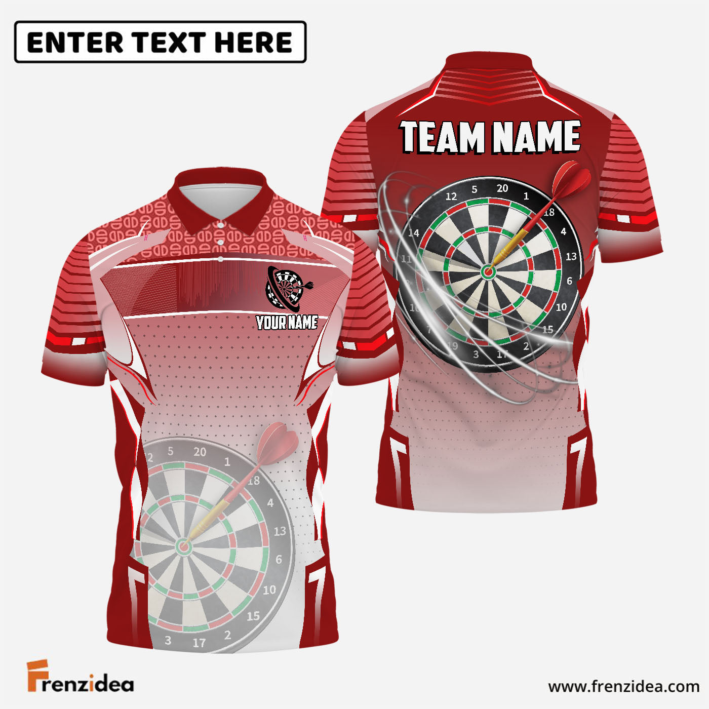 Frenzidea Darts Classic Personalized Name, Team Name 3D Shirt (4 Colors)