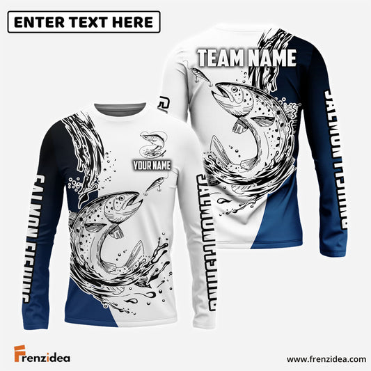 Frenzidea Salmon Fishing Ink Splash Custom Name & Team Name 3D Shirts