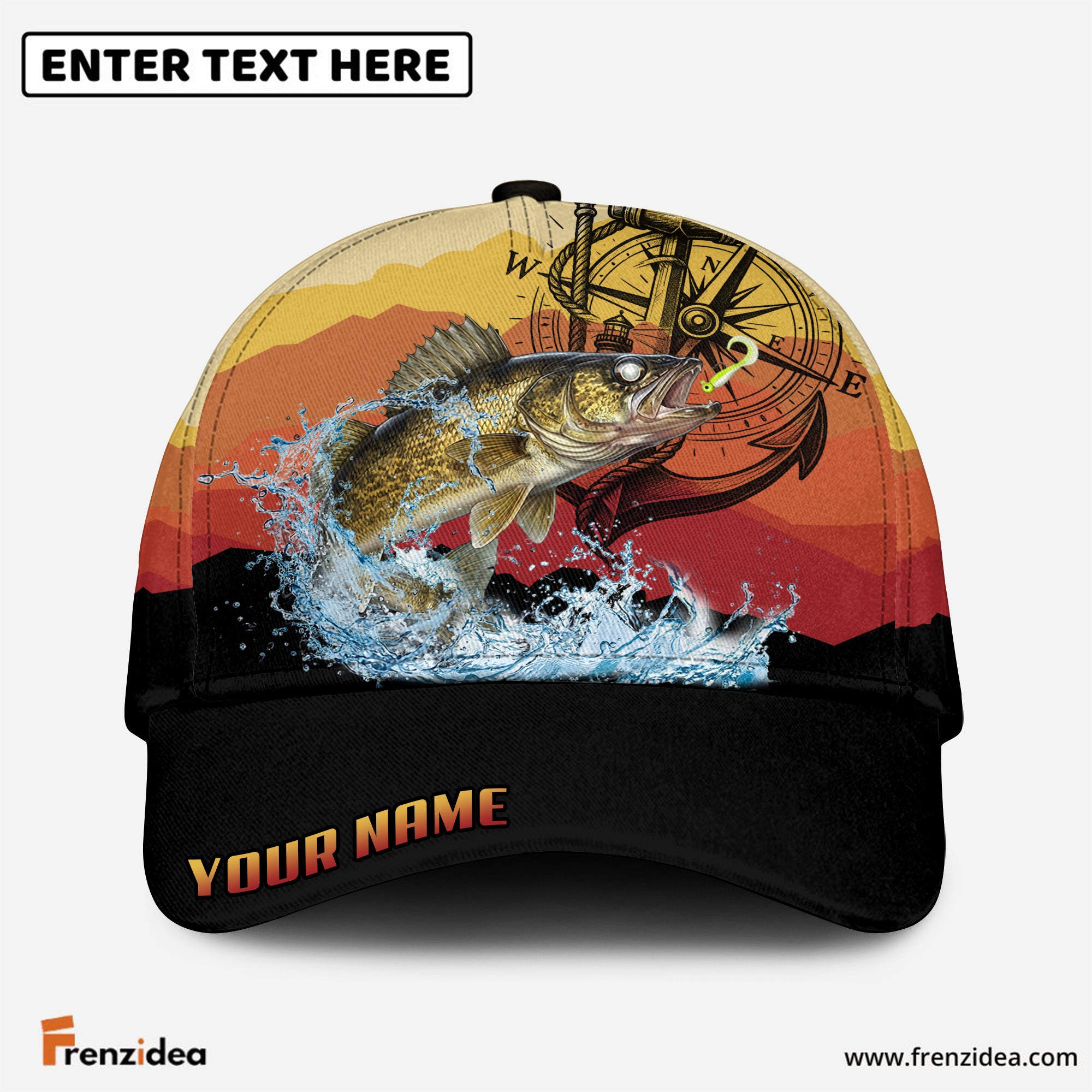 (12 Breeds) Frenzidea Epic Sunset Horizon Fishing Strike Customized Name 3D Cap