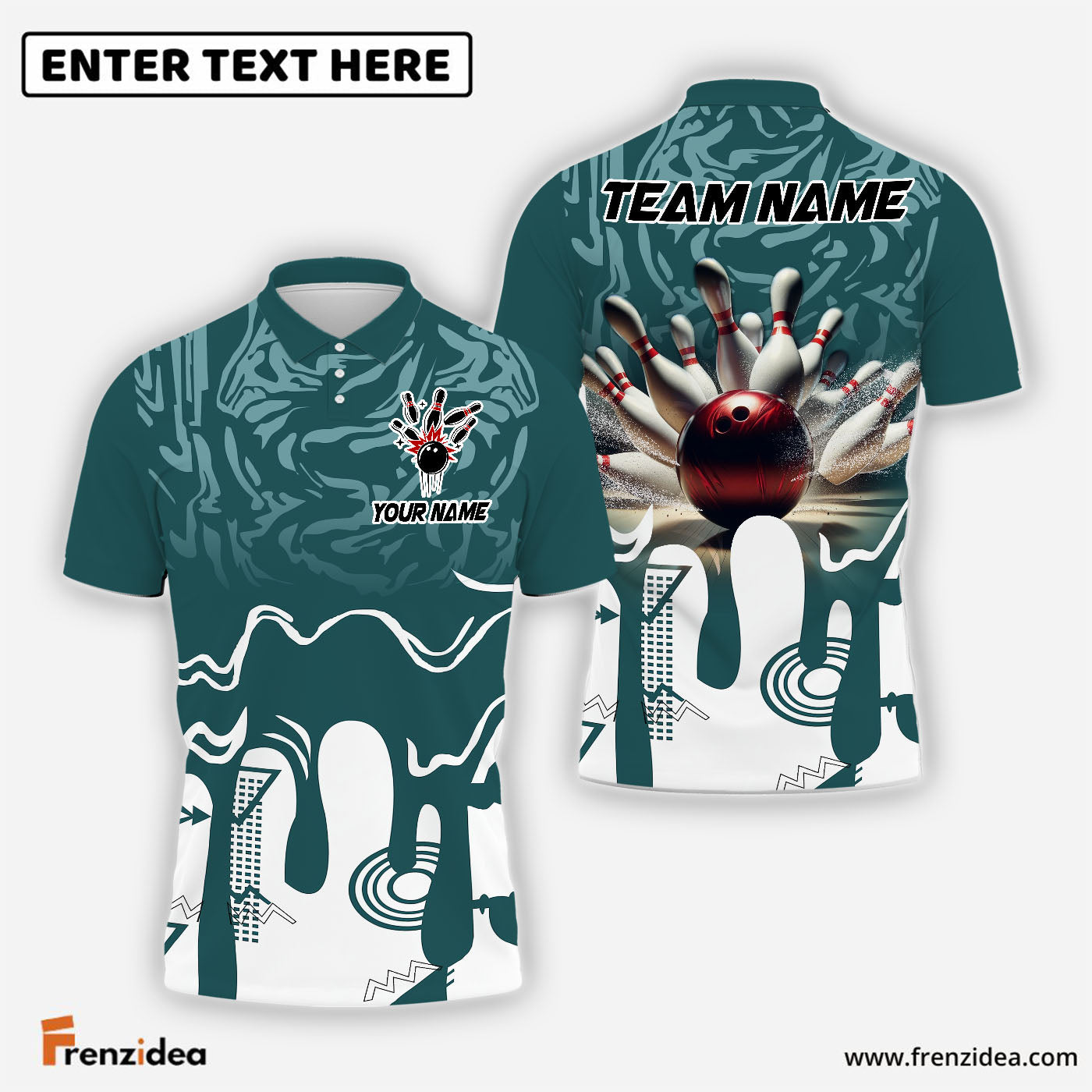 Frenzidea Bowling Shockwave Customized Name 3D Shirt (5 Colors)