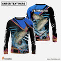 Frenzidea Striped Bass Fishing Blue Brocade Pattern Custom Name & Team Name 3D Shirts