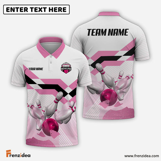 Frenzidea Bowling Pink Customized Name, Team Name 3D Shirt