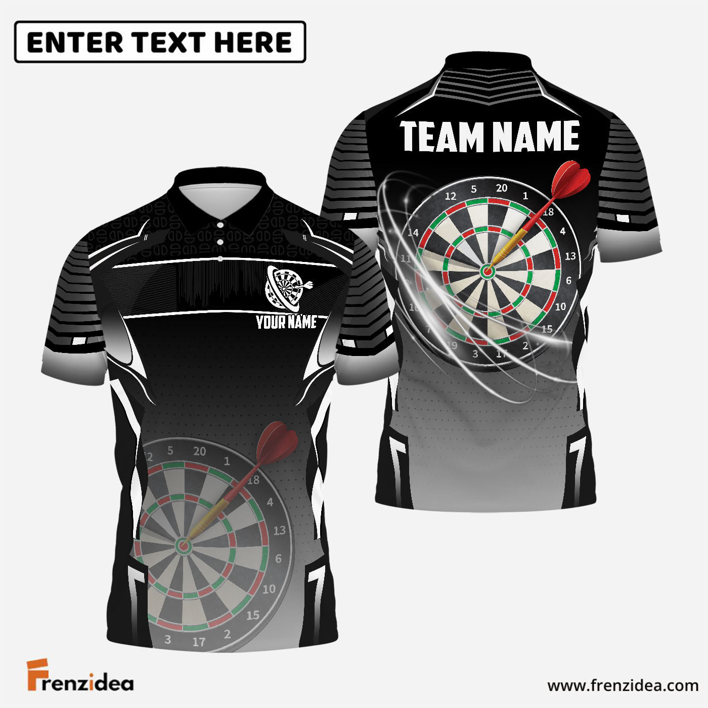 Frenzidea Darts Classic Personalized Name, Team Name 3D Shirt (4 Colors)