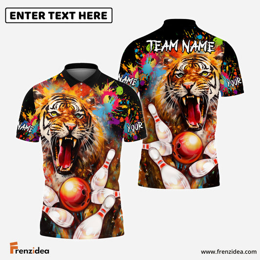 Frenzidea Bowling and Pins Tiger Customized Name, Team Name 3D Shirt