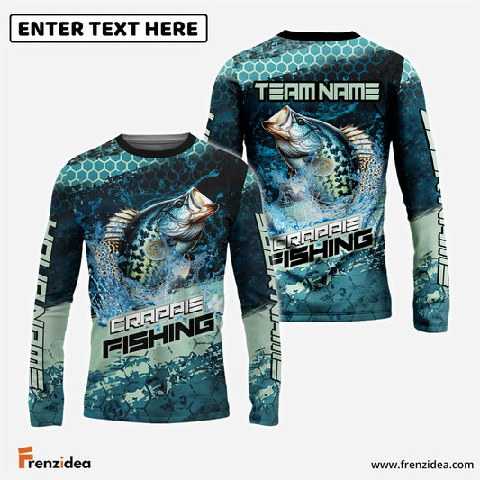 Frenzidea Crappie Fishing Aqua Strike Custom Name & Team Name 3D Shirts