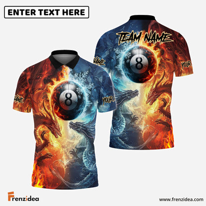 Frenzidea Billiards Pool 8 Dragon Fire Water Personalized Name 3D Shirt