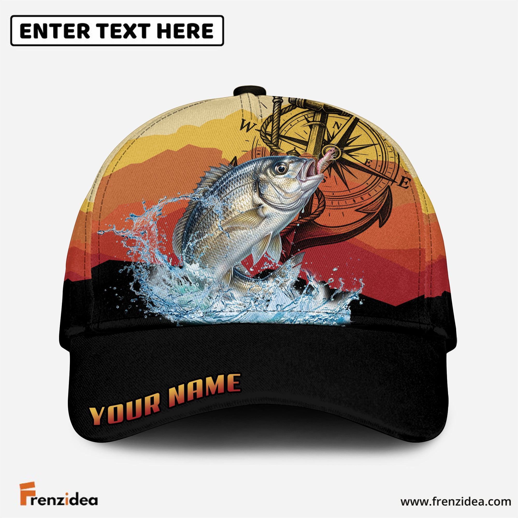 (12 Breeds) Frenzidea Epic Sunset Horizon Fishing Strike Customized Name 3D Cap