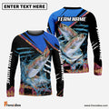 Frenzidea Trout Fishing Blue Brocade Pattern Custom Name & Team Name 3D Shirts