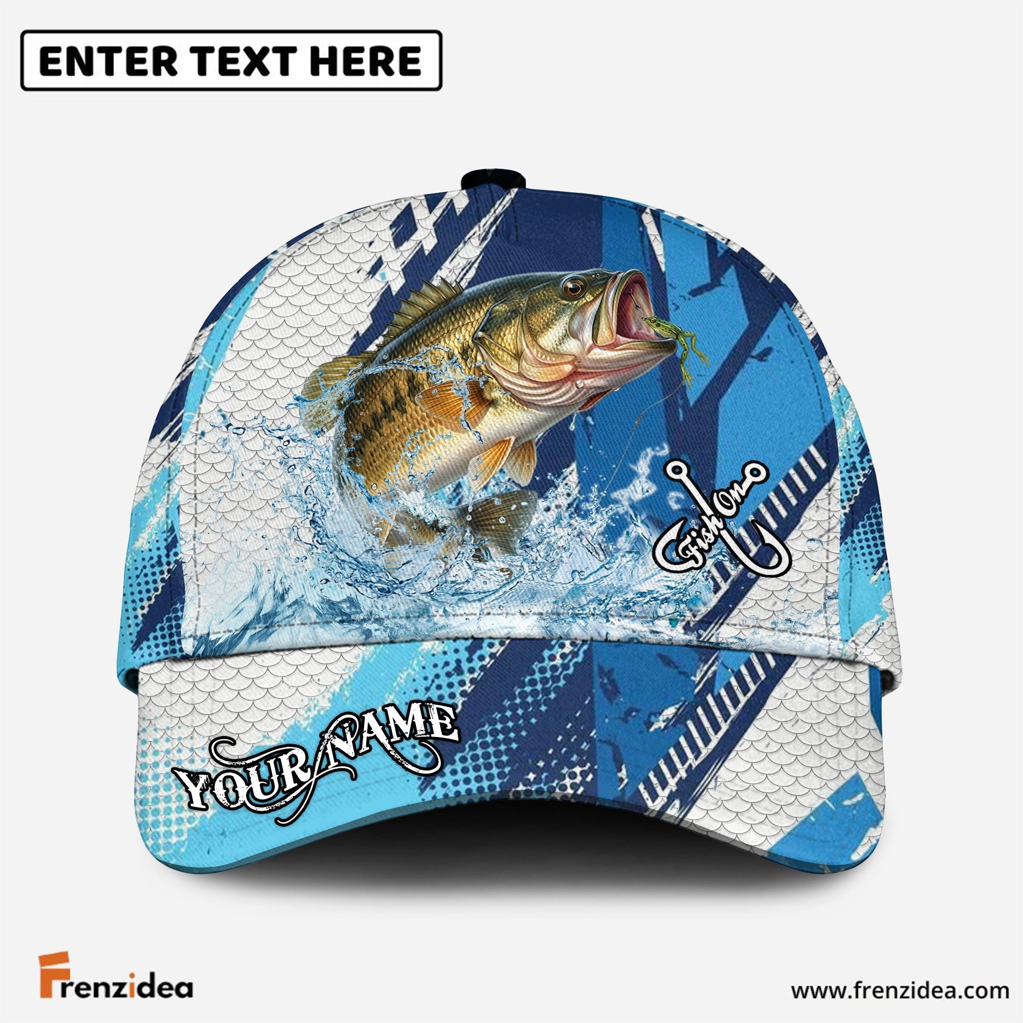 (12 Breeds) Frenzidea Technical Fish Scale Fishing Customized Name 3D Cap