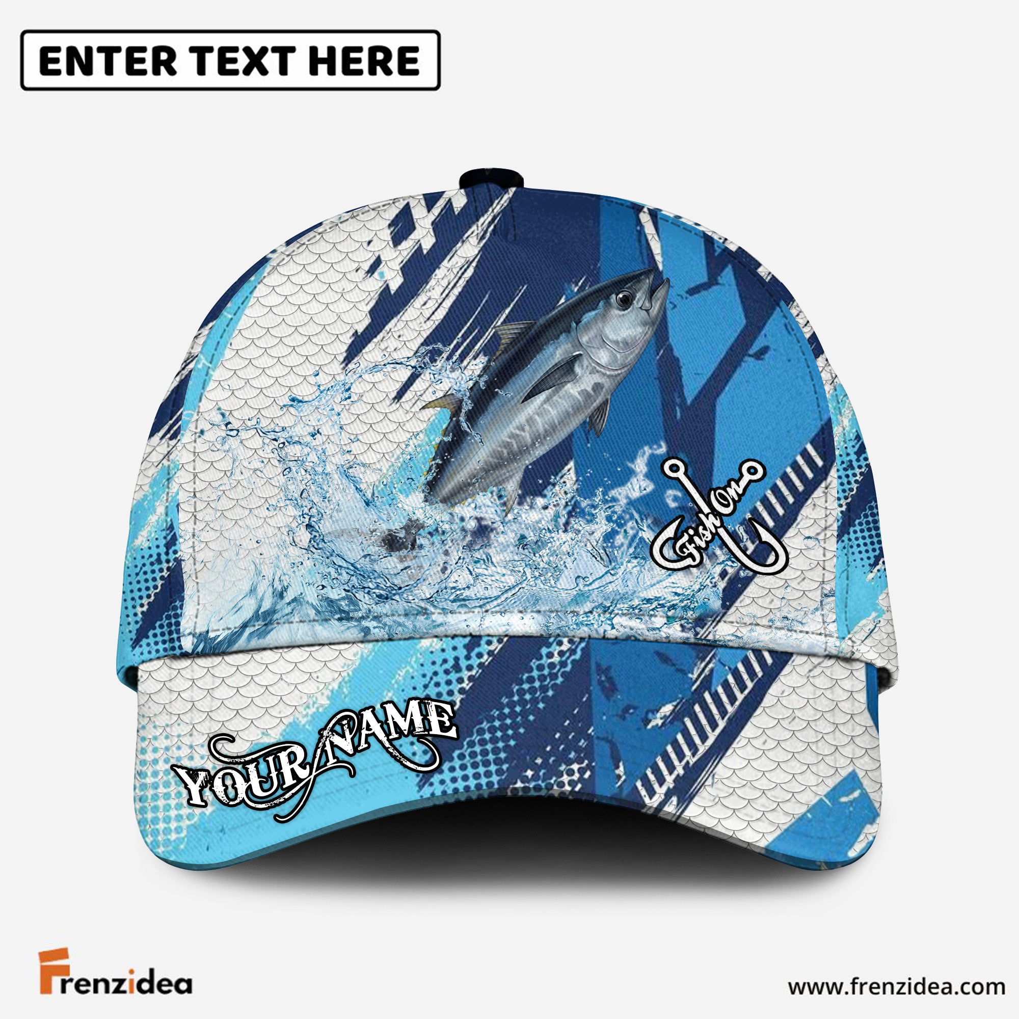 (12 Breeds) Frenzidea Sporty Geometric Fish Scales Fishing Customized Name 3D Cap
