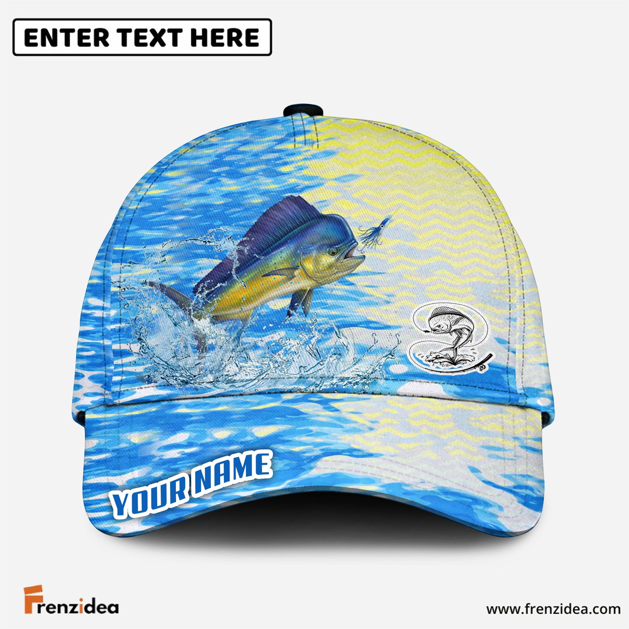 (12 Breeds) Frenzidea Fishing Blue Lake Pattern Customized Name 3D Cap