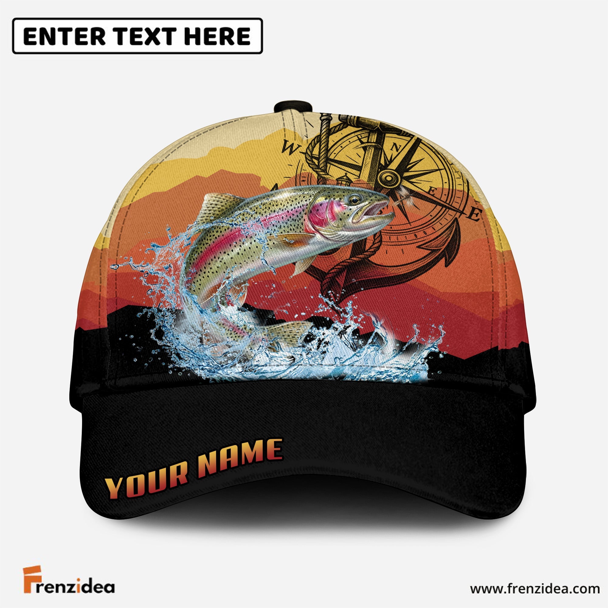 (12 Breeds) Frenzidea Fishing Mountain Lake Legend Customized Name 3D Cap