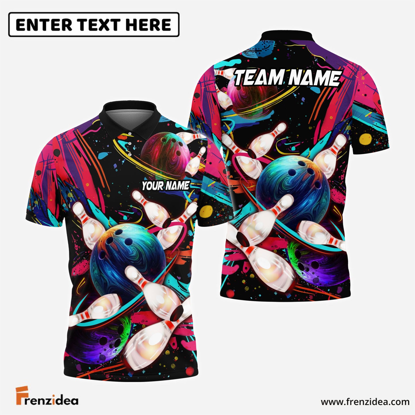 Frenzidea Bowling Galaxy Customized Name, Team Name 3D Shirt