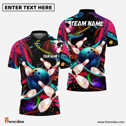 Frenzidea Bowling Galaxy Customized Name, Team Name 3D Shirt