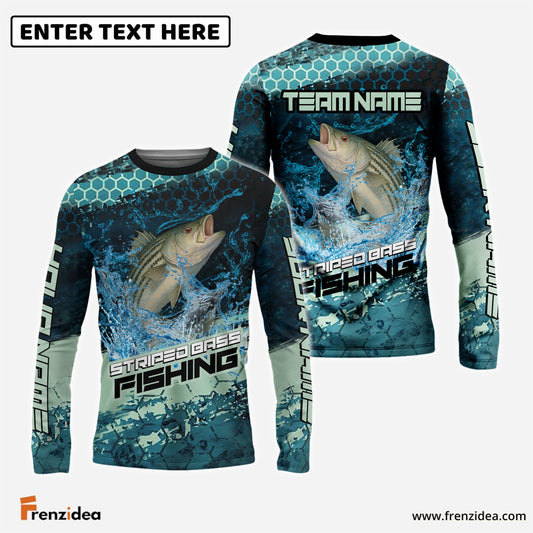 Frenzidea Striped Bass Fishing Aqua Strike Custom Name & Team Name 3D Shirts