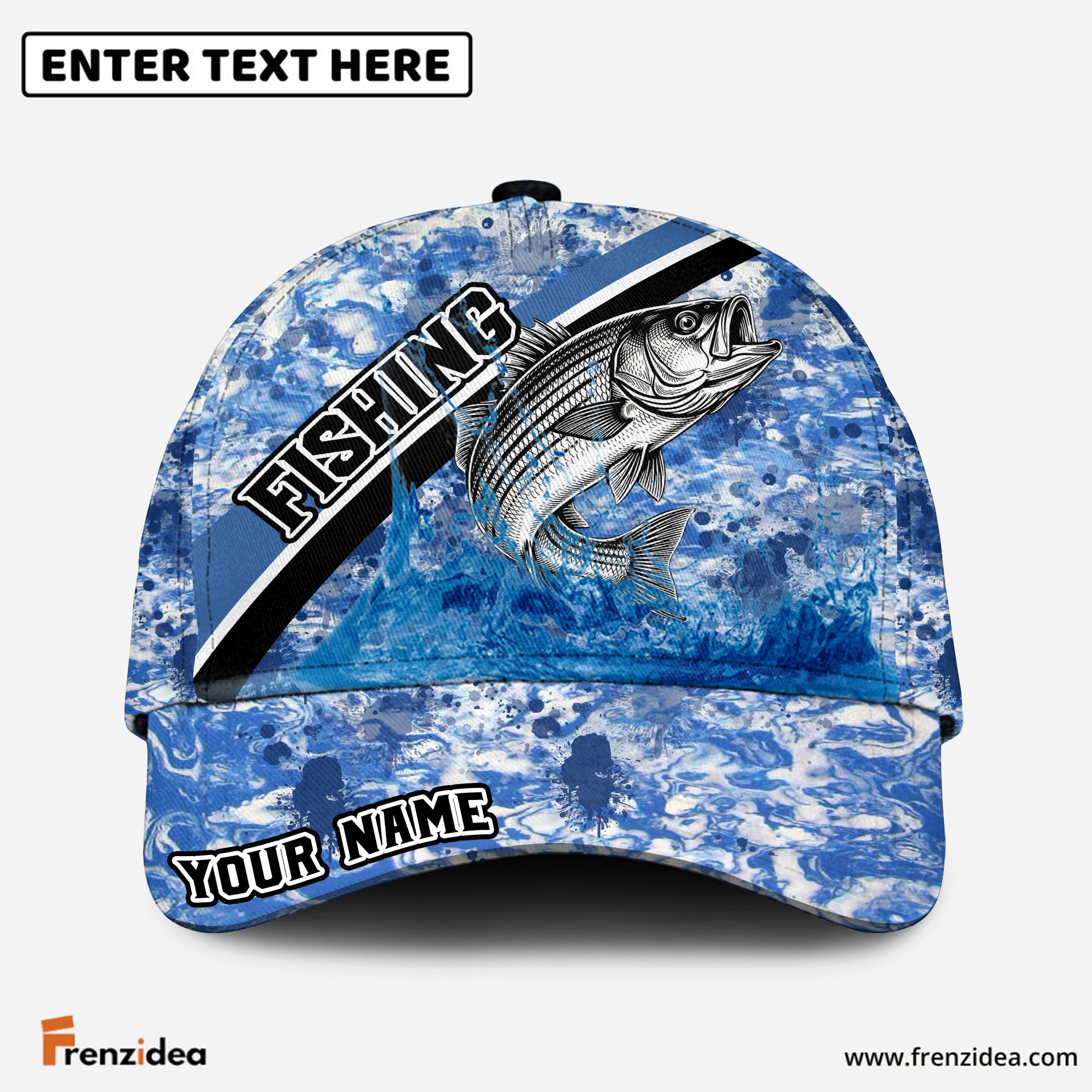 (10 Breeds) Frenzidea Marble Wave Fishing Adventure Customized Name 3D Cap