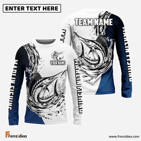 Frenzidea Marlin Fishing Ink Splash Custom Name & Team Name 3D Shirts
