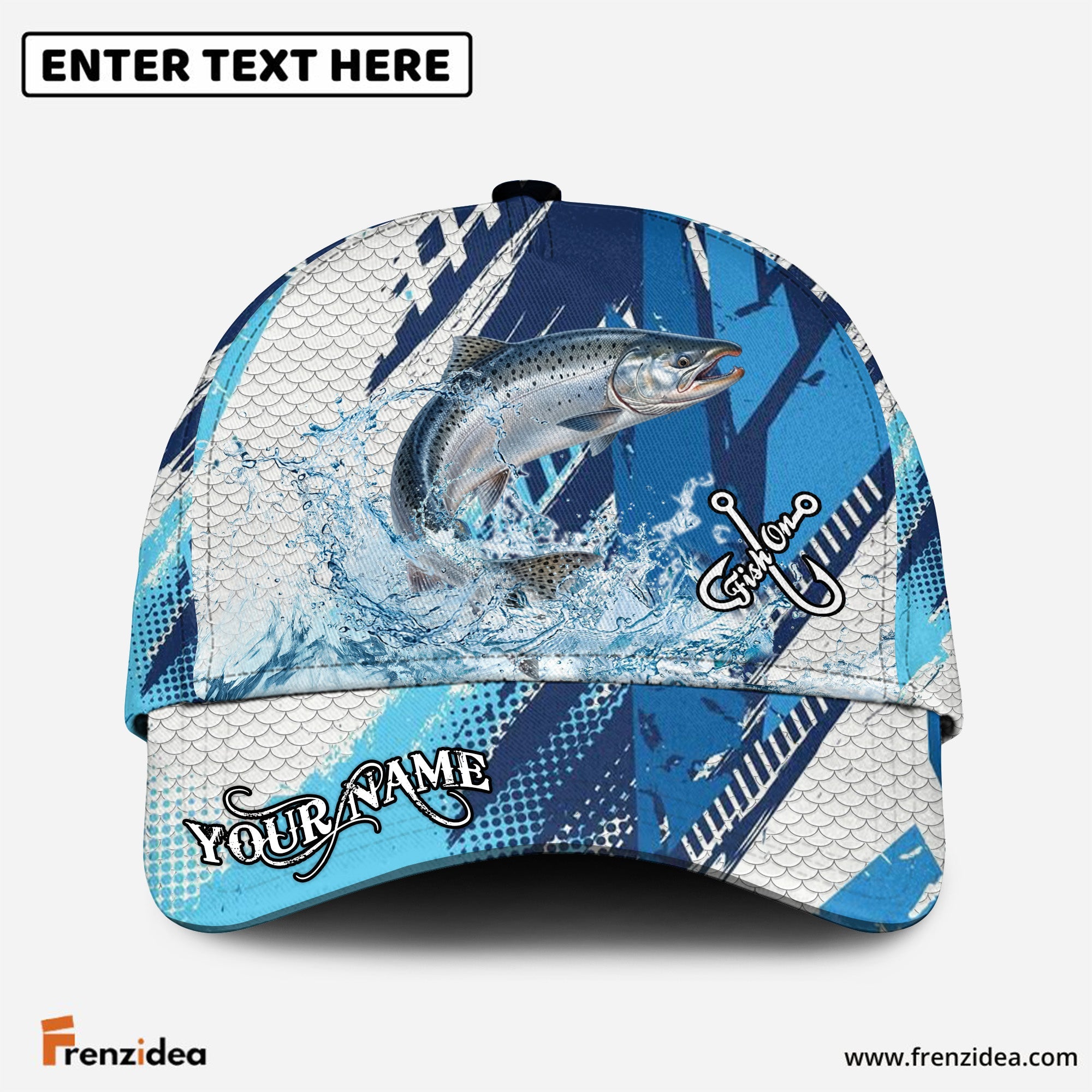 (12 Breeds) Frenzidea Technical Fish Scale Fishing Customized Name 3D Cap
