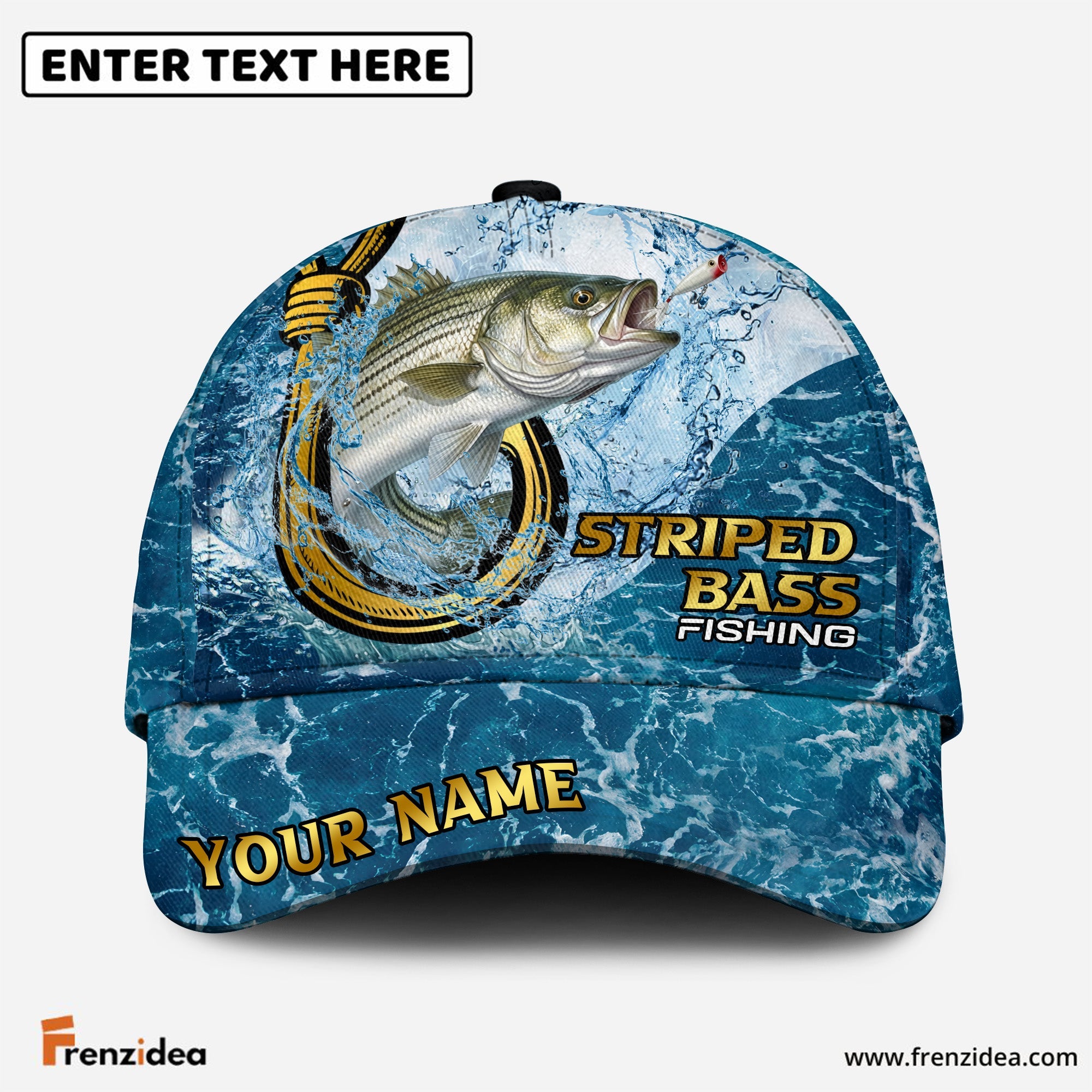 (12 Breeds) Frenzidea Fishing Ocean Blue Customized Name 3D Cap