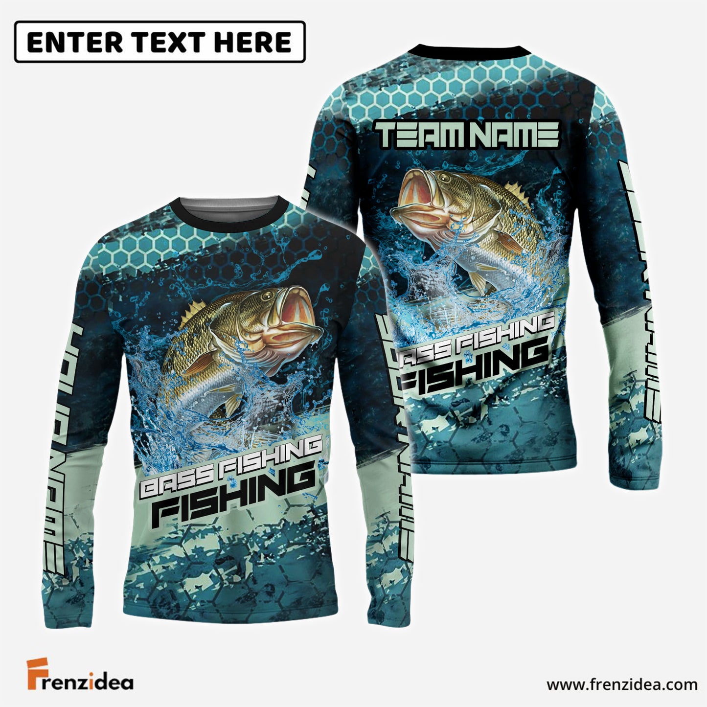 Frenzidea Bass Fishing Aqua Strike Custom Name & Team Name 3D Shirts