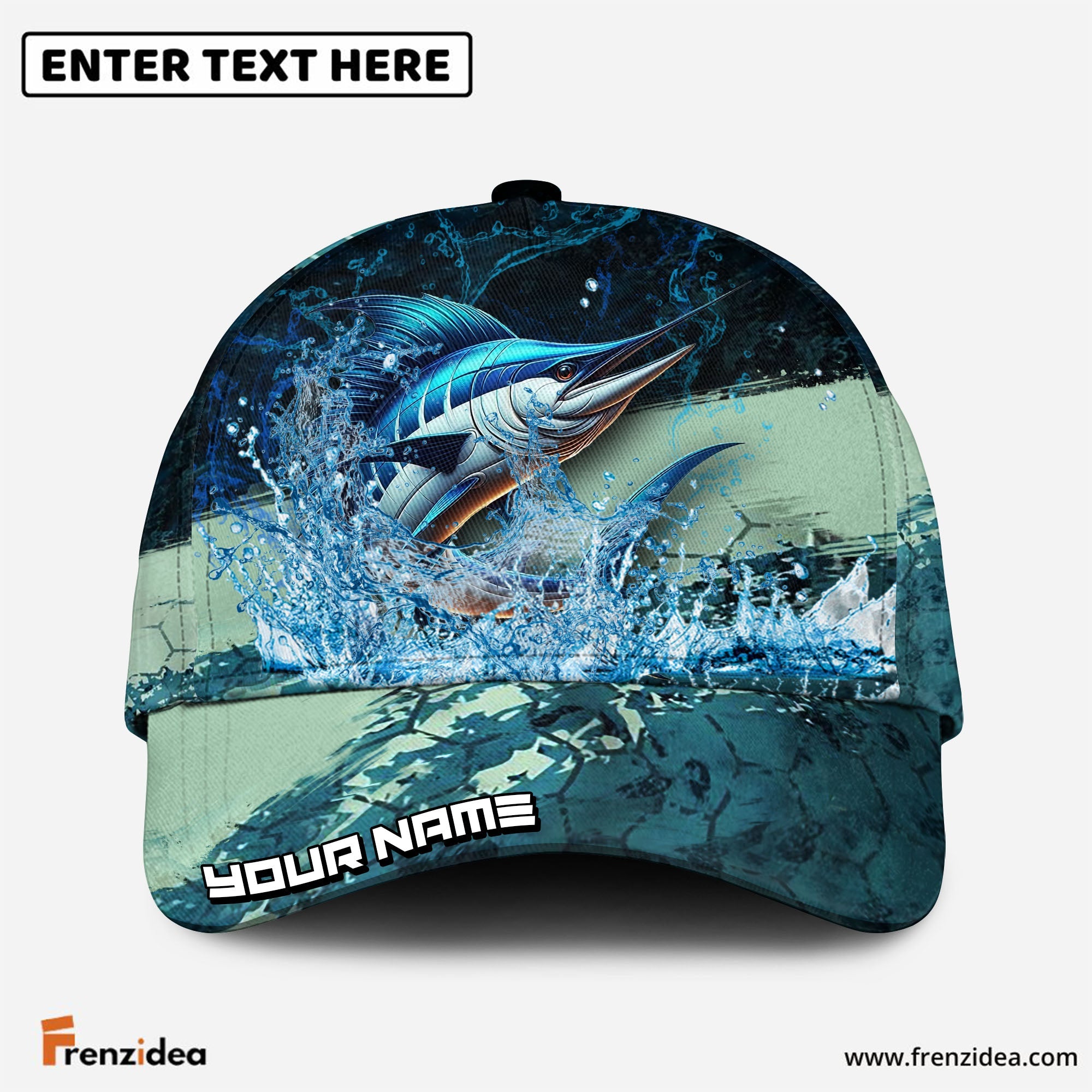 Frenzidea Marlin Fishing Aqua Strike Personalized Cap